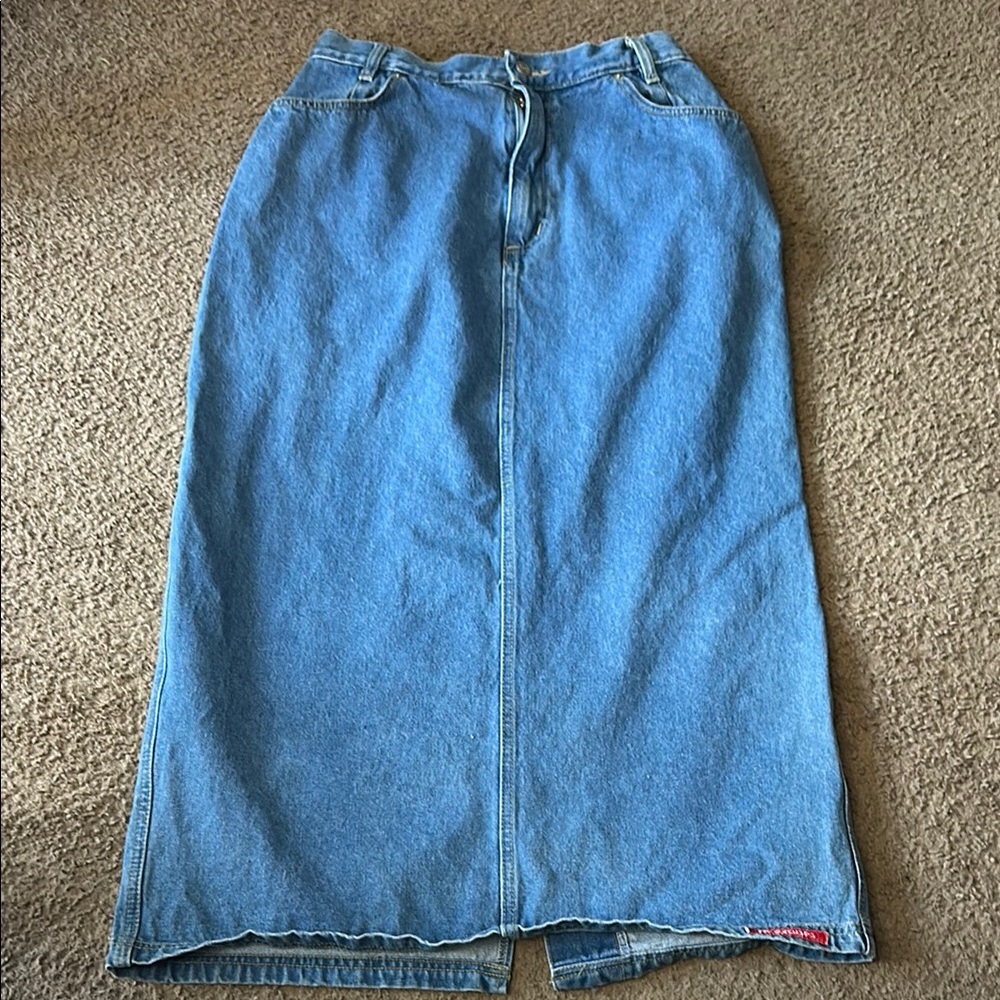 Vintage No Excuses Blue Denim Maxi Skirt size 13/14 - Picture 1 of 3